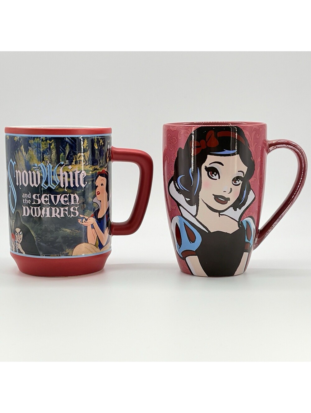 Disney Store Snow White Seven Dwarfs Ceramic Coffee Mugs Set of 2 Princess